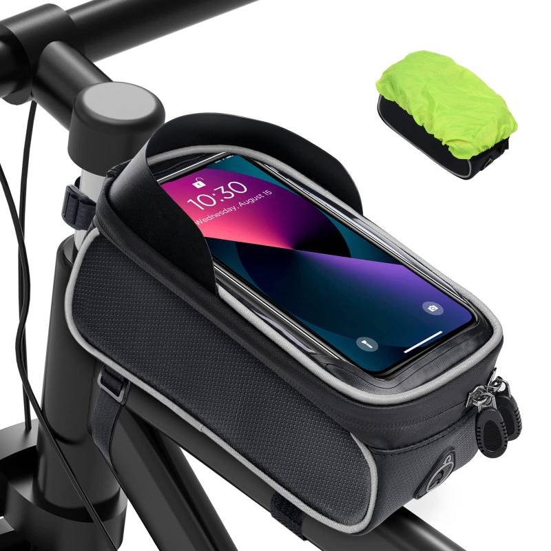 wasserdichte Fahrrad-Telefonhalterung – Rahmentasche für Fahrrad, MTB, mit Regenschutz, für Telefon, Fahrrad, MTB, große Kapazität, für Smartphone unter 6,8 Zoll von MixcMax