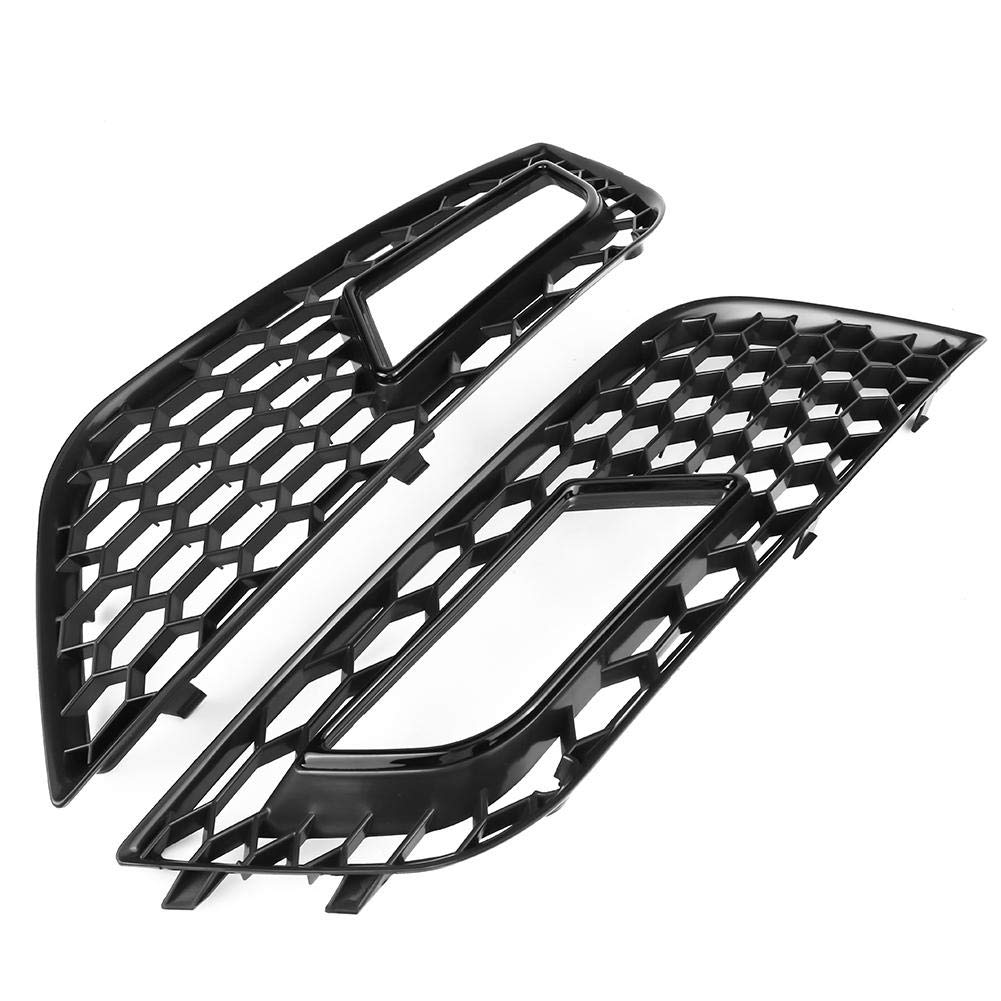 Auto Grill Kühlergrill, 2 Stücke ABS Kühler Frontstoßstange Nebelscheinwerfer Grill Für RS4 Style Glossy Black Stoßfänger Gitter Wabengrill für A4 B8.5 2013-2016 von Minyinla