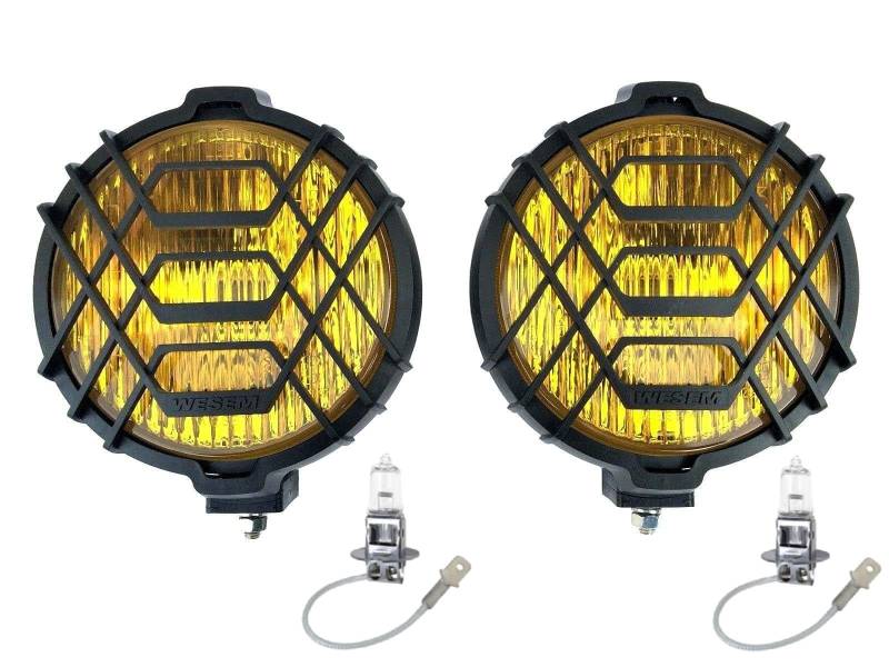 MelTruck® 2x Gelb Rund H3 Halogen 12V 24V Nebelscheinwerfer mit Schutzgitter mit Glühbirnen 12V von Mlx