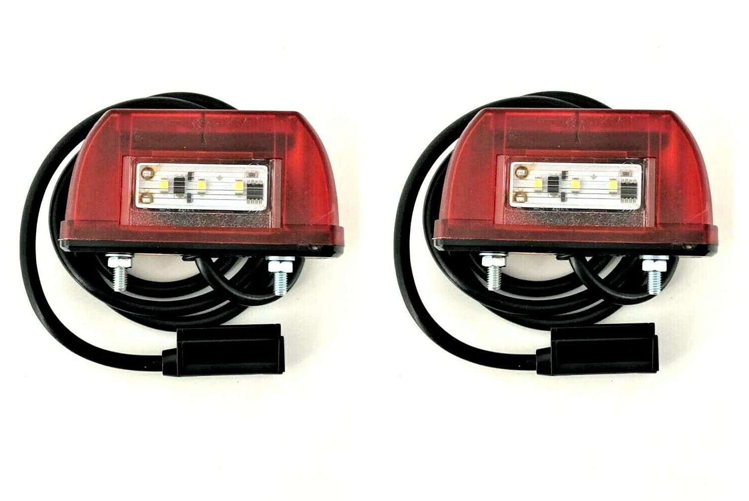 MelTruck® 2x Rot LED Kennzeichenbeleuchtung Positionsleuchte Schnellanschluss 12V 24V für LKW PKW Anhänger von MelTruck