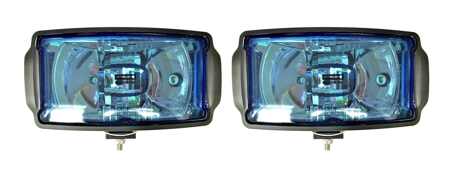 MelTruck® 2x H3 Halogen Frontscheinwerfer mit Positionslicht 12V 24V Fernlicht für LKW (Blau Scheinwerfer ohne Glühbirnen) von MelTruck
