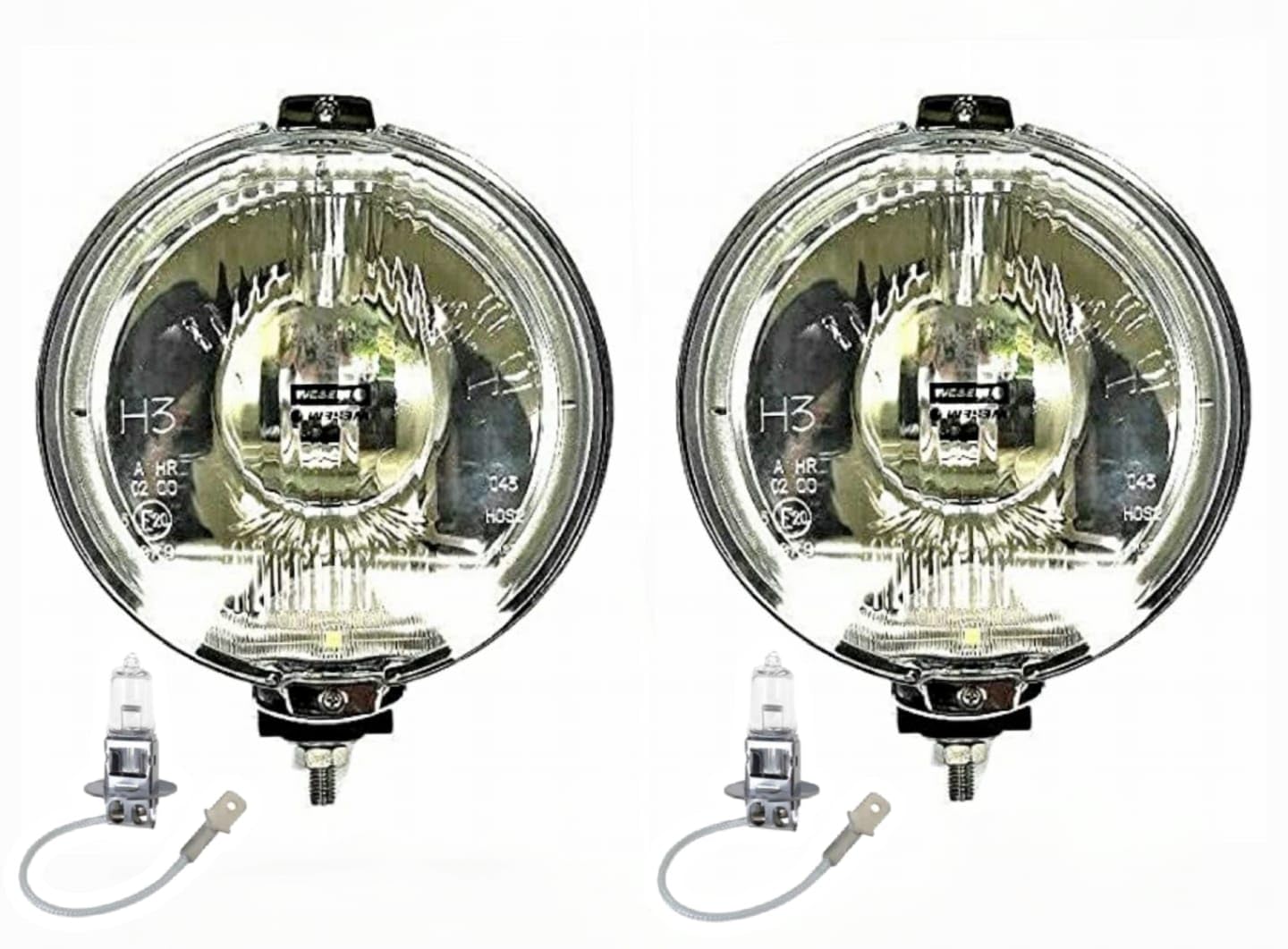 Mlx MelTruck 2x Fernscheinwerfer LED RING Chrom Zusatzscheinwerfer 12V Positionslicht ø183 mit Glühbirnen 12V von MelTruck