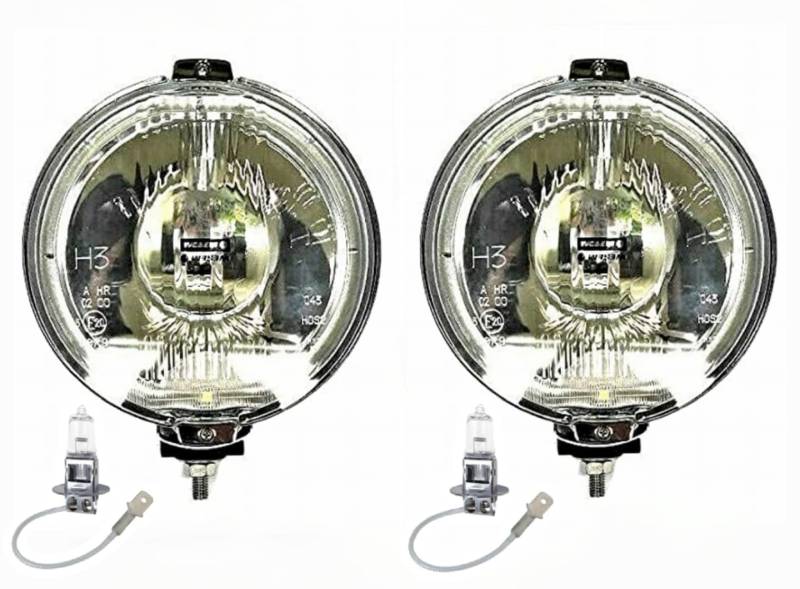 MelTruck 2x Fernscheinwerfer LED RING Chrom Zusatzscheinwerfer 12V Positionslicht ø183 mit Glühbirnen 12V von Mlx