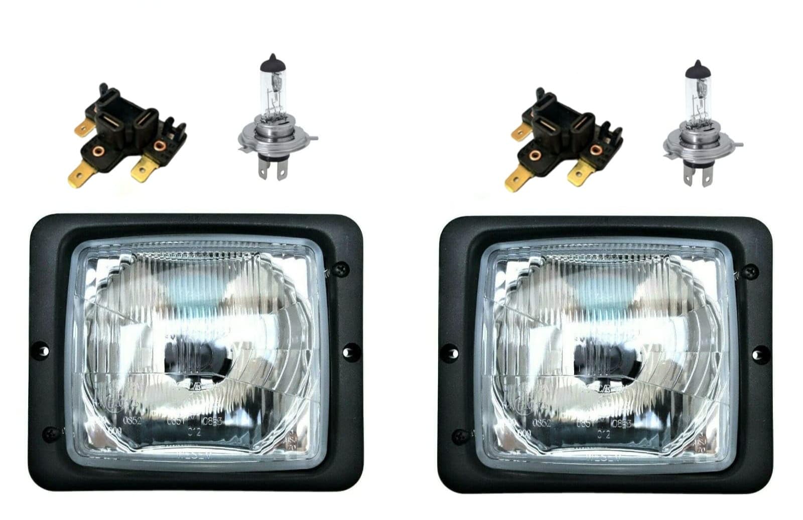 Mlx MelTruck 2x H4 Scheinwerfer mit Fernlicht Abblendlicht mit Steckern und Glühbirnen 12V von MelTruck