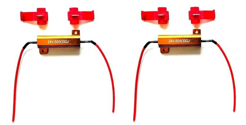 MelTruck 2x Widerstände Lastwiderstand mit Kabelklemmen 24V 50W 30Ω Ohm für LED Rückleuchte von Mlx