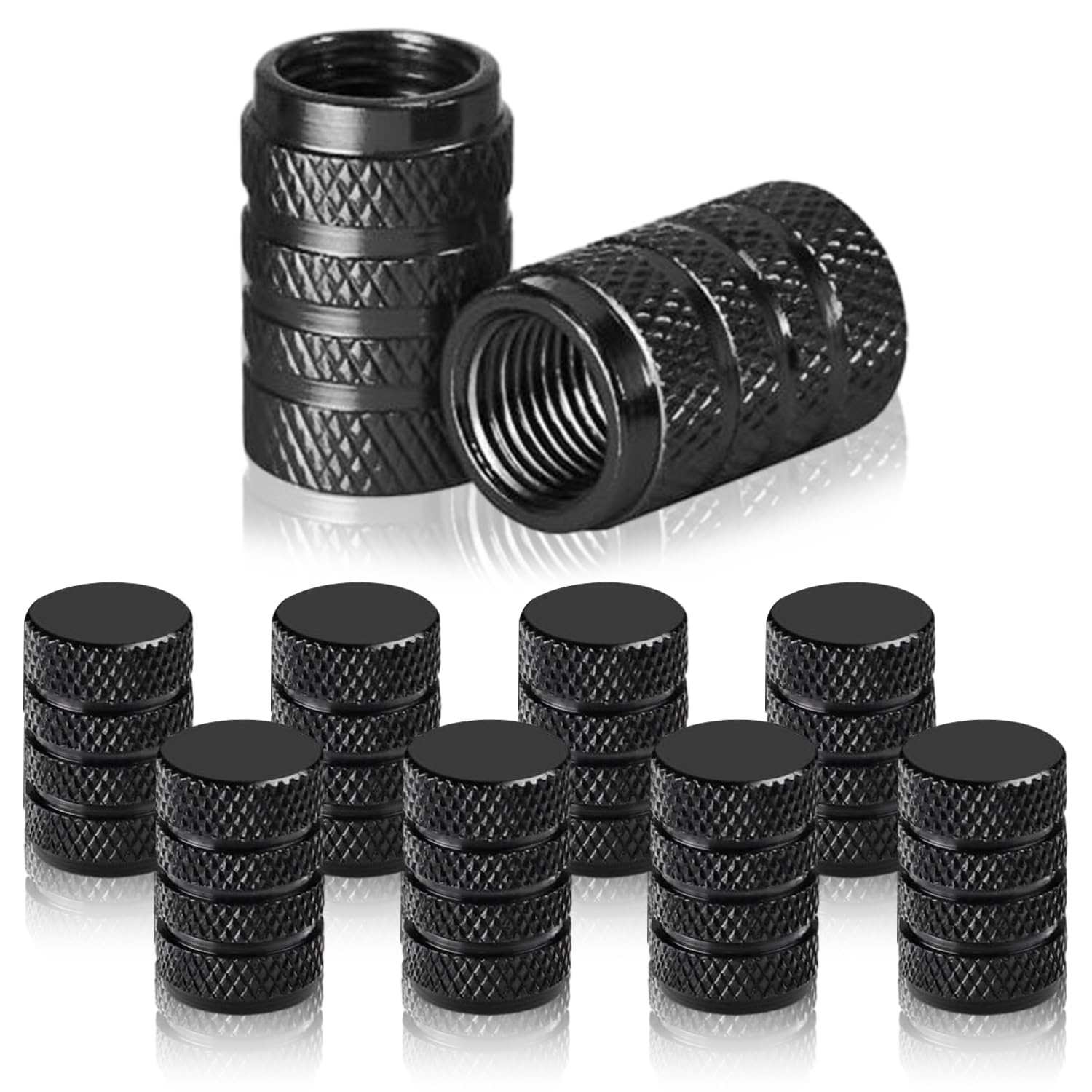 8 Stück Reifenventilkappen, Größe 10.5 * 17.5mm, in Schwarz, aus Kupfer Ventilkappen, Auto Ventilkappen, für Auto, Motorrad, Roller von Mmgoqqt