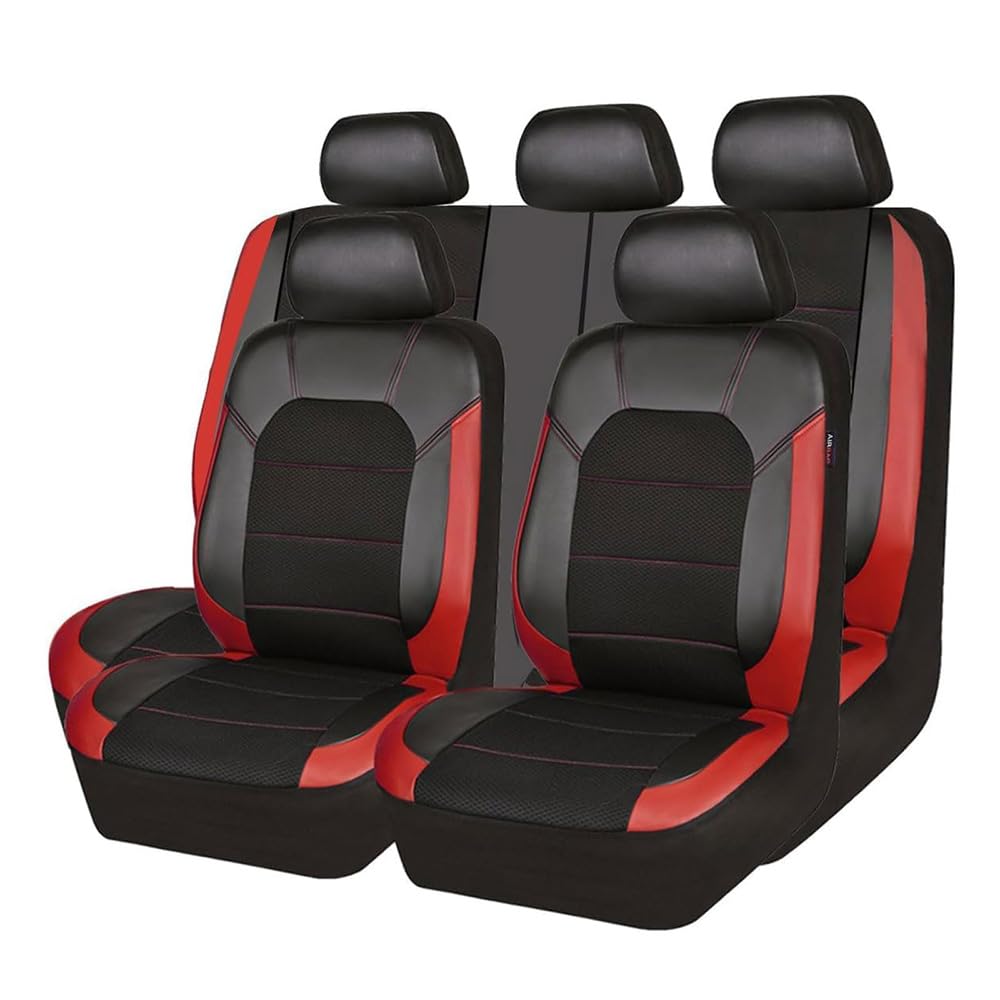 MoDma 9 Stück Autositzbezüge, für Nissan Qashqai II J11 2013-2021 Auto Sitzbezüge Wasserdicht Atmungsaktiv Auto Leder Sitzbezüge Innenraum Zubehör,red von MoDma