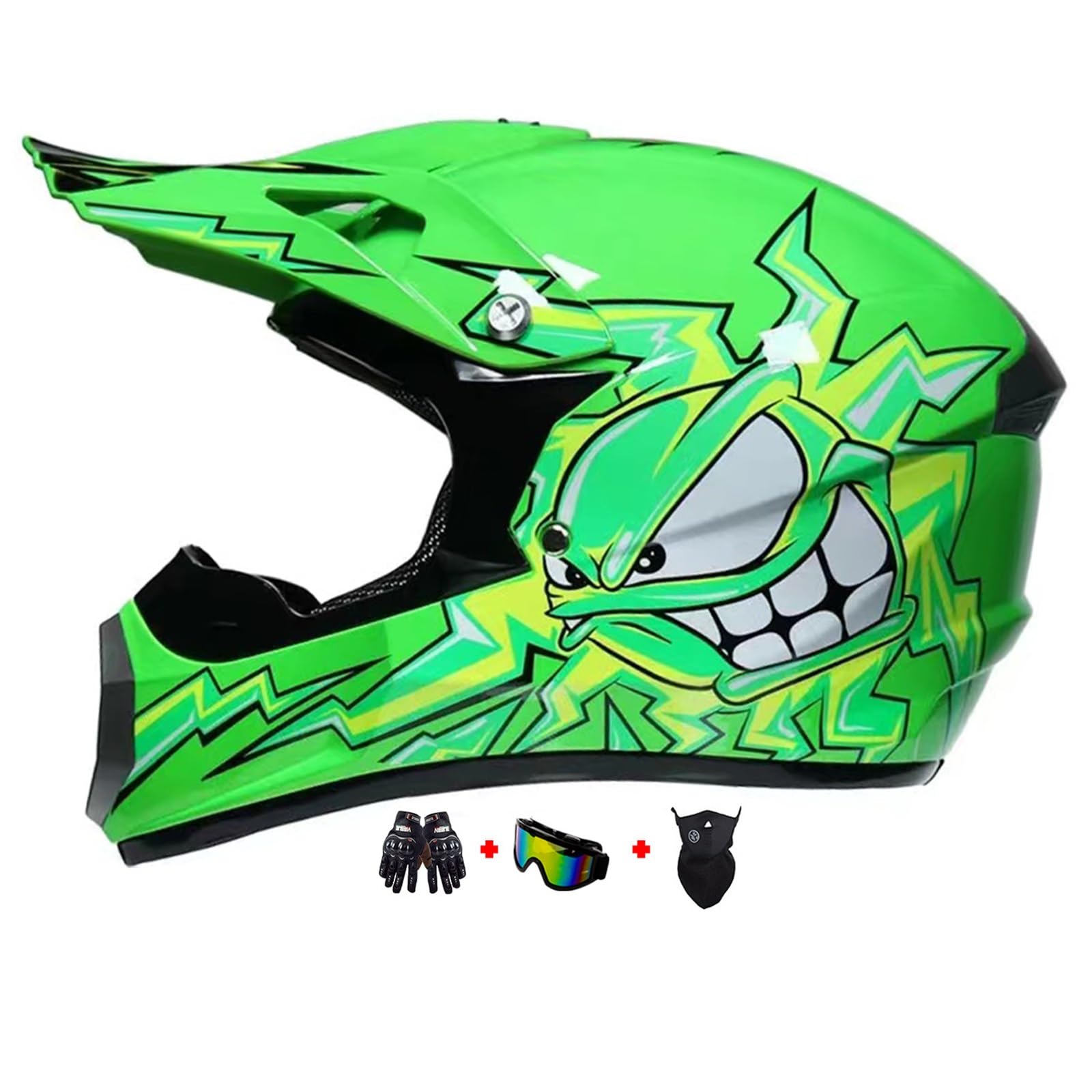 Motocross Fullface MTB Helm Kinder, ABS-Schale, Kinder Motocross Helm, Dirt Bike Helm, Herren ATV Motorradhelm MX Enduro, Motorradhelm Motorrad Downhill Helm, Mit Handschuhe Maske Brille (Color : Gre Motocross Fullface MTB Helm Kinder, ABS-Schale, Kinder Motocross Helm, Dirt Bike Helm, Herren ATV Motorradhelm MX Enduro, Motorradhelm Motorrad Downhill Helm, Mit Handschuhe Maske Brille (Color : Gre von MoHelmHui