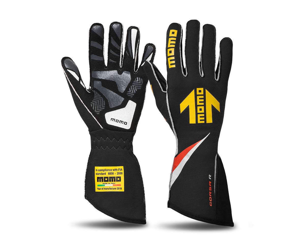 MOMO CORSA R HANDSCHUHE RENNSPORT AUTO - RENNHANDSCHUHE SCHWARZ GRÖSSE 12 - RACING HANDSCHUHE FIA von Momo