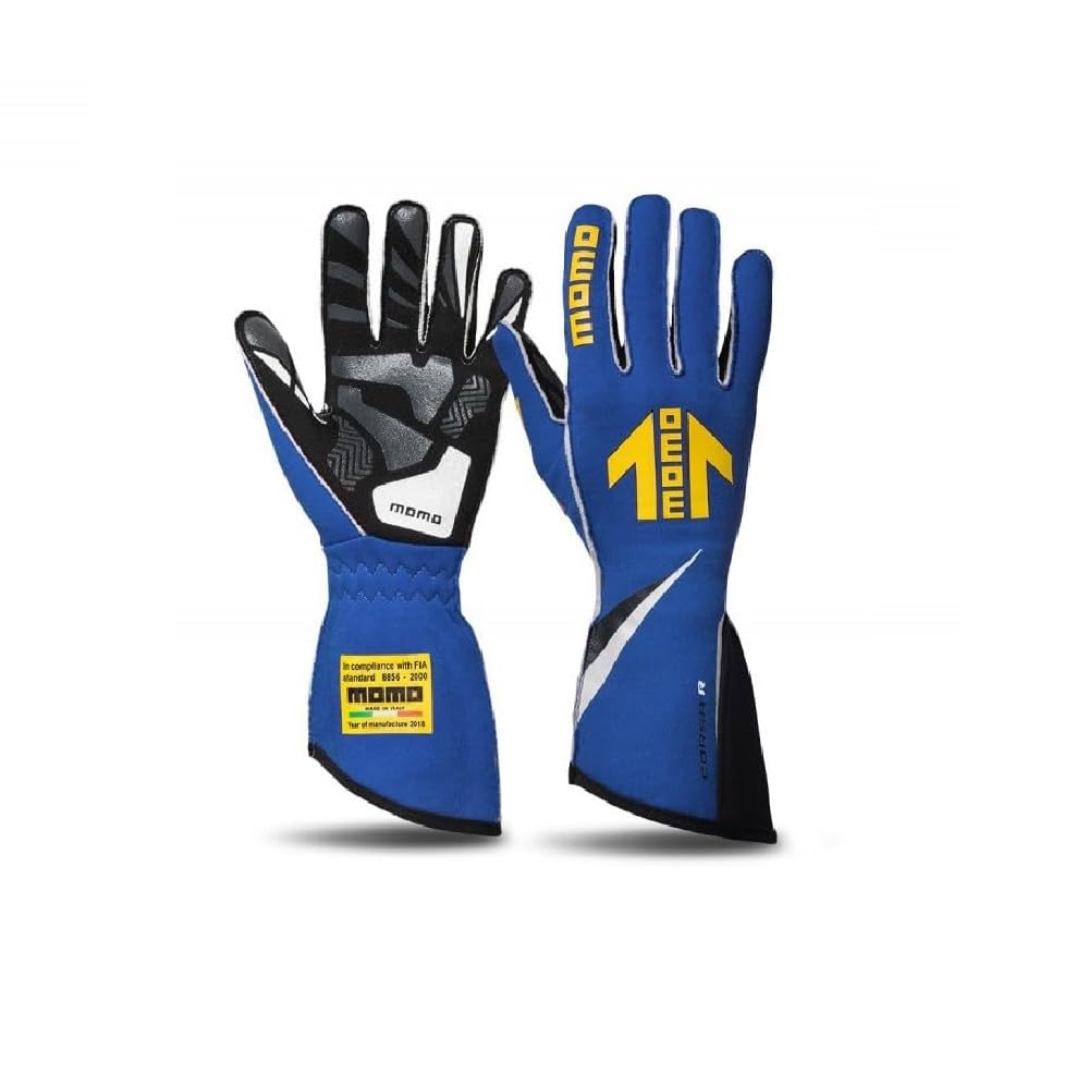 MOMO CORSA R HANDSCHUHE RENNSPORT AUTO - RENNHANDSCHUHE BLAU GRÖSSE 8 - RACING HANDSCHUHE FIA von Momo