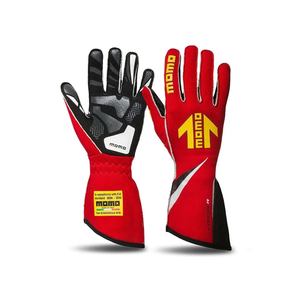 MOMO Corsa R Handschuhe Rennsport Auto - Rennhandschuhe rot Grösse 12 - Racing Handschuhe Fia von Momo