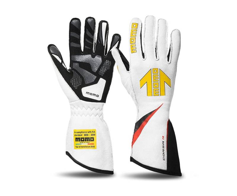 MOMO CORSA R HANDSCHUHE RENNSPORT AUTO - RENNHANDSCHUHE WEIß GRÖSSE 8 - RACING HANDSCHUHE FIA von Momo