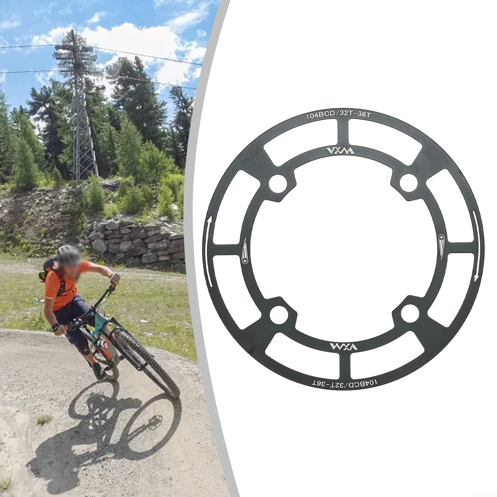Mountainbike-Scheibenschutz BCD104 mm Kettenschutz für 32T 42T Ritzel leichte Aluminiumlegierung Schutz (32T-36T) von MoSundi