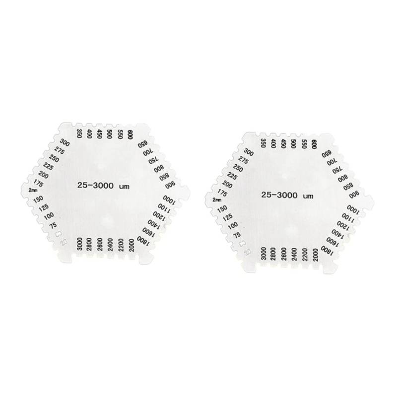 Mobestech 2 Stücke Edelstahl Nass Film Kamm Hexagon Gauge Für 25-3000um Dicke Messung Werkzeug von Mobestech