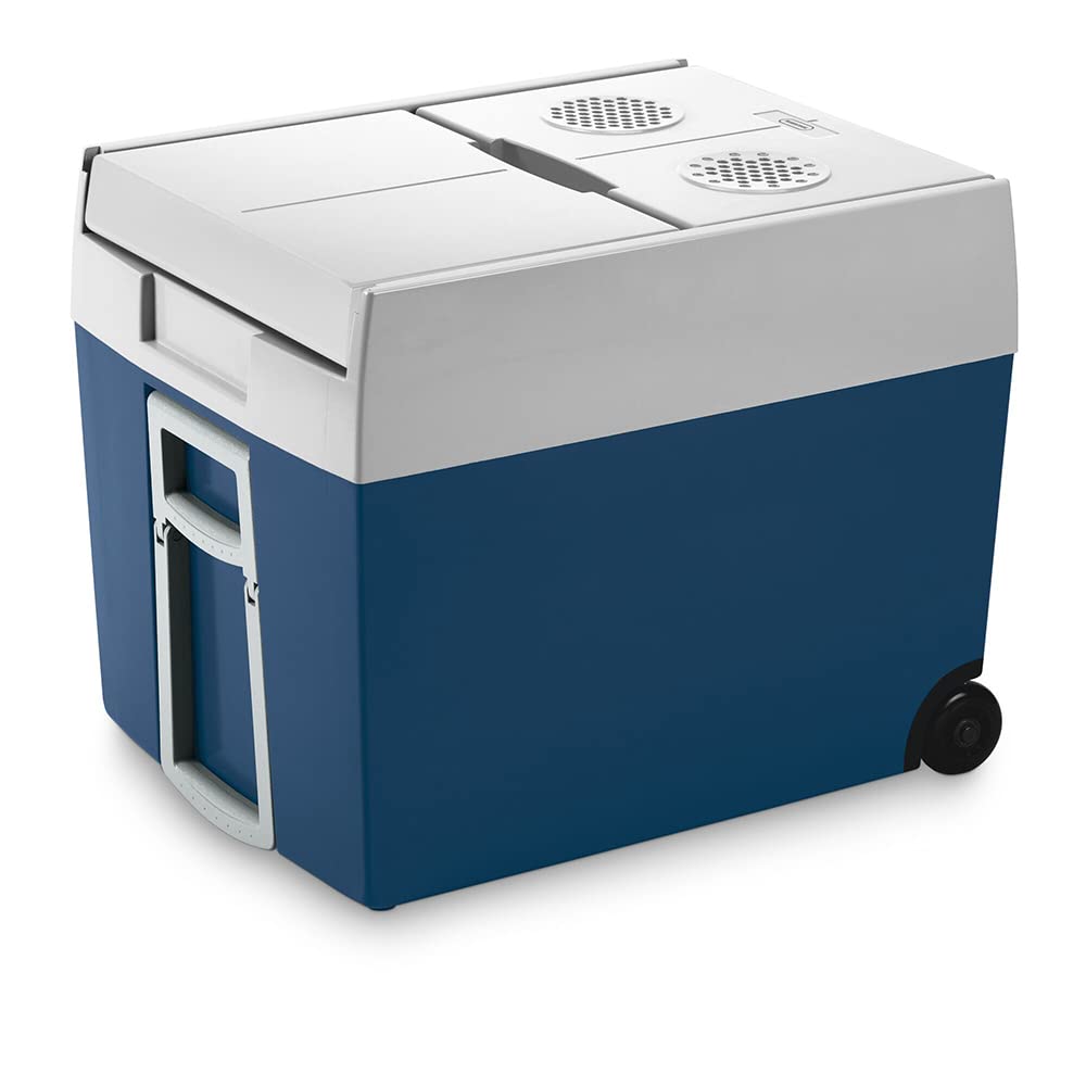 Mobicool MT48W AC/DC - elektrische Kühlbox mit Rollen passend für eine komplette Getränkekiste / Bierkiste, 48 Liter, 12 V und 230 V für Auto, Lkw, Boot, Reisemobil und Steckdose, Blau von Mobicool