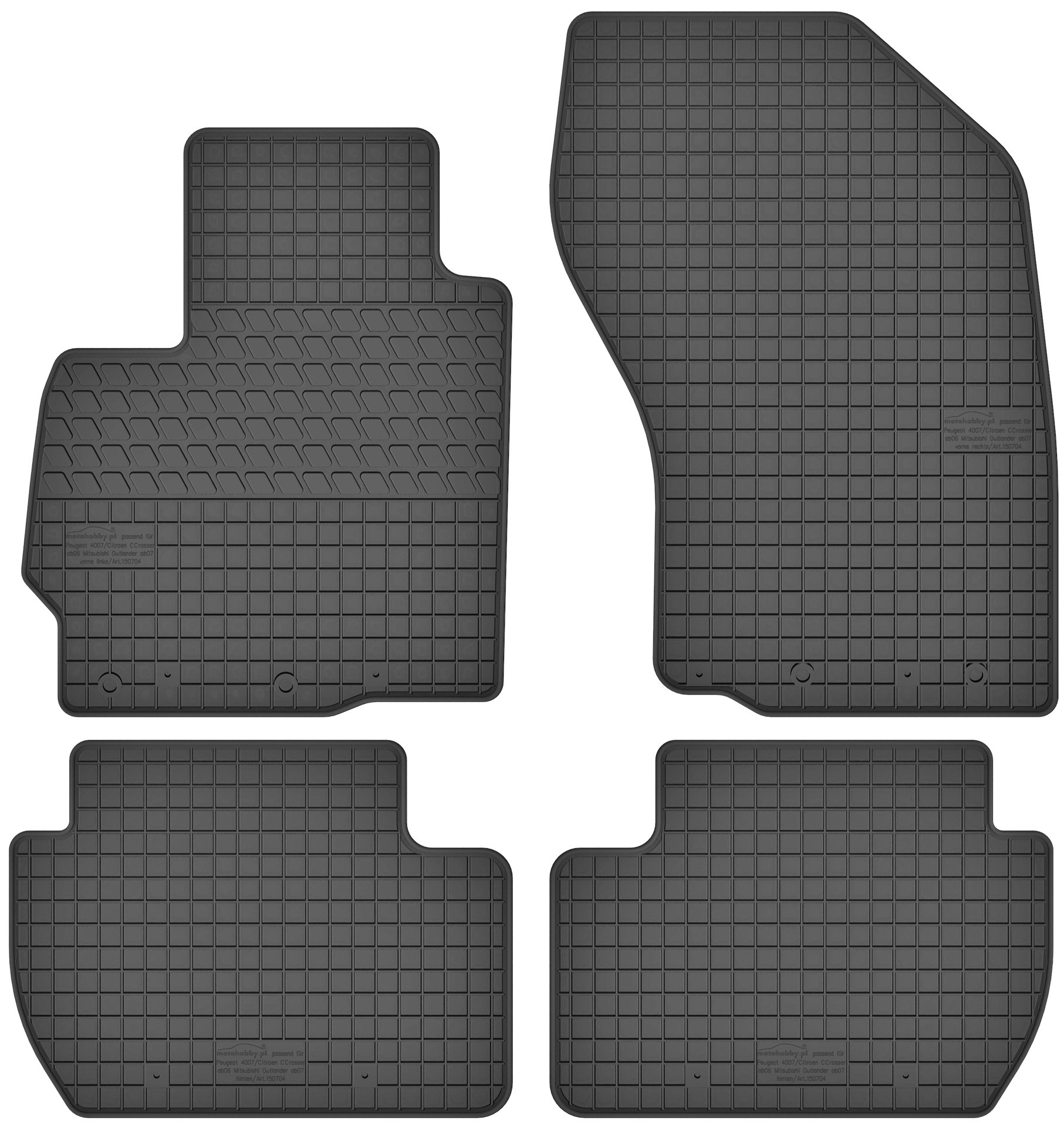 Gummimatten Gummi Fußmatten Satz für Mitsubishi Outlander III (2012-2022) - Passgenau von Mobil-Fan