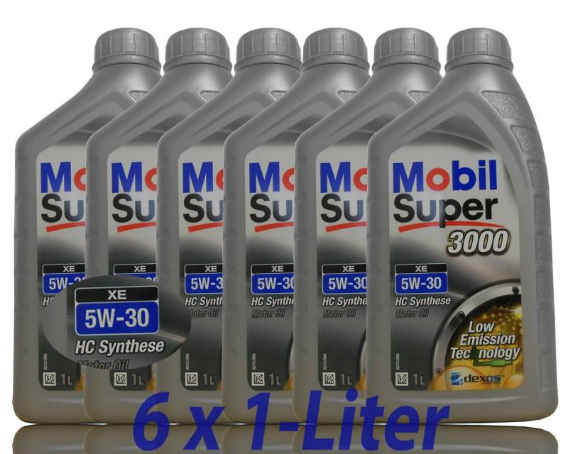 6x 1 L Liter Mobil Super™ 3000 XE 5W-30 Motor-Öl von Jlwiy