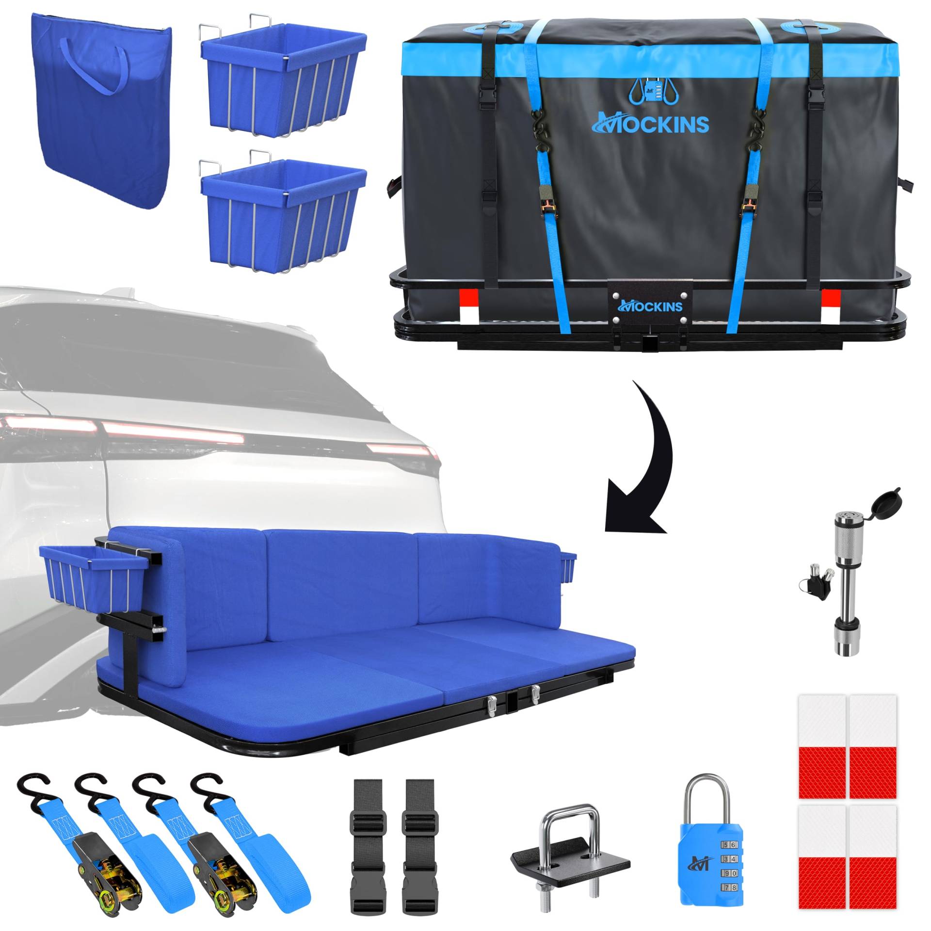 Mockins 121,9 x 45,7 x 15,2 cm 2-in-1 Anhängerladungsbank-Set mit Tragetasche für Anhängerkupplung, 500 Pfund und Träger Mockins 121,9 x 45,7 x 15,2 cm 2-in-1 Anhängerladungsbank-Set mit Tragetasche für Anhängerkupplung, 500 Pfund und Träger von Mockins