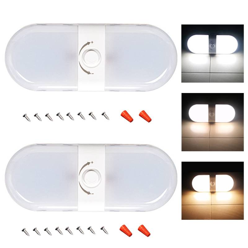 12v Led Lampen Wohnmobil, LED Wohnwagen Deckenleuchte mit Schalter, Led Tricolor Dimmen Auto Innenbeleuchtung für DC 12-24v Auto LKW Wohnwagen Wohnmobil Camping Boot von Mocoli