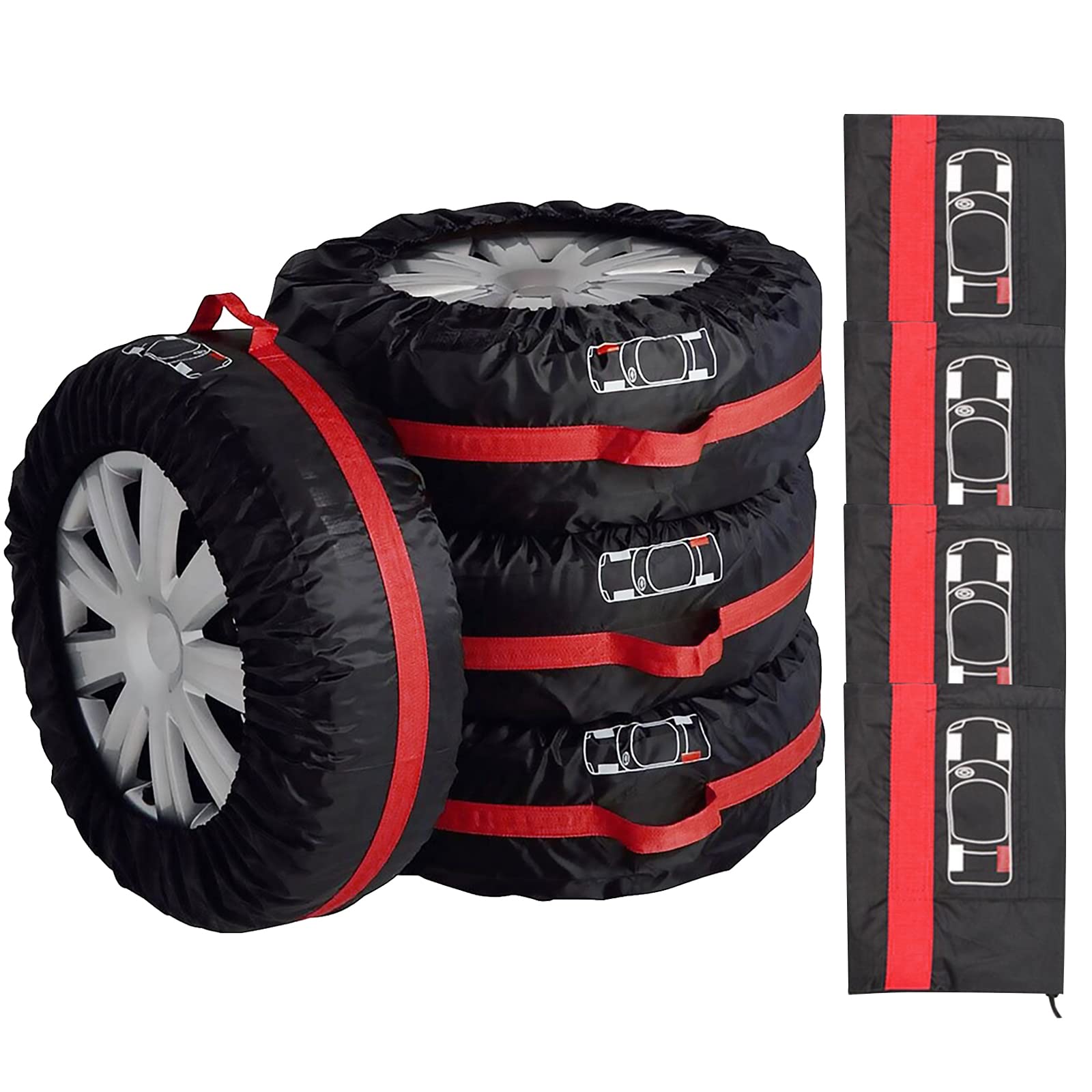 Mocoli 4 Stück Auto Reifentaschen, Auto Reifentaschen Set, Reifen Aufbewahrungstaschen, Reifentüten, Reifenschutzhülle, Geeignet für 13-18 Zoll Reifen (A) von Mocoli