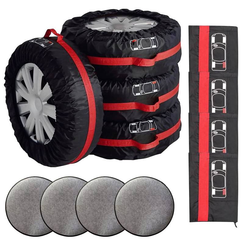 Mocoli 4 Stück Auto Reifentaschen, Auto Reifentaschen Set, Reifen Aufbewahrungstaschen, Reifentüten, Reifenschutzhülle, Geeignet für 13-18 Zoll Reifen (B) von Mocoli