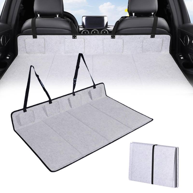 Mocoli Auto Rücksitz Brücke, Rücksitz Verlängerung Große Auto Schondecke Hund Rücksitzs Faltbar Rücksitz Hund Autos für Die Meisten Autos SUV Hellgrau 125x55x2cm von Mocoli
