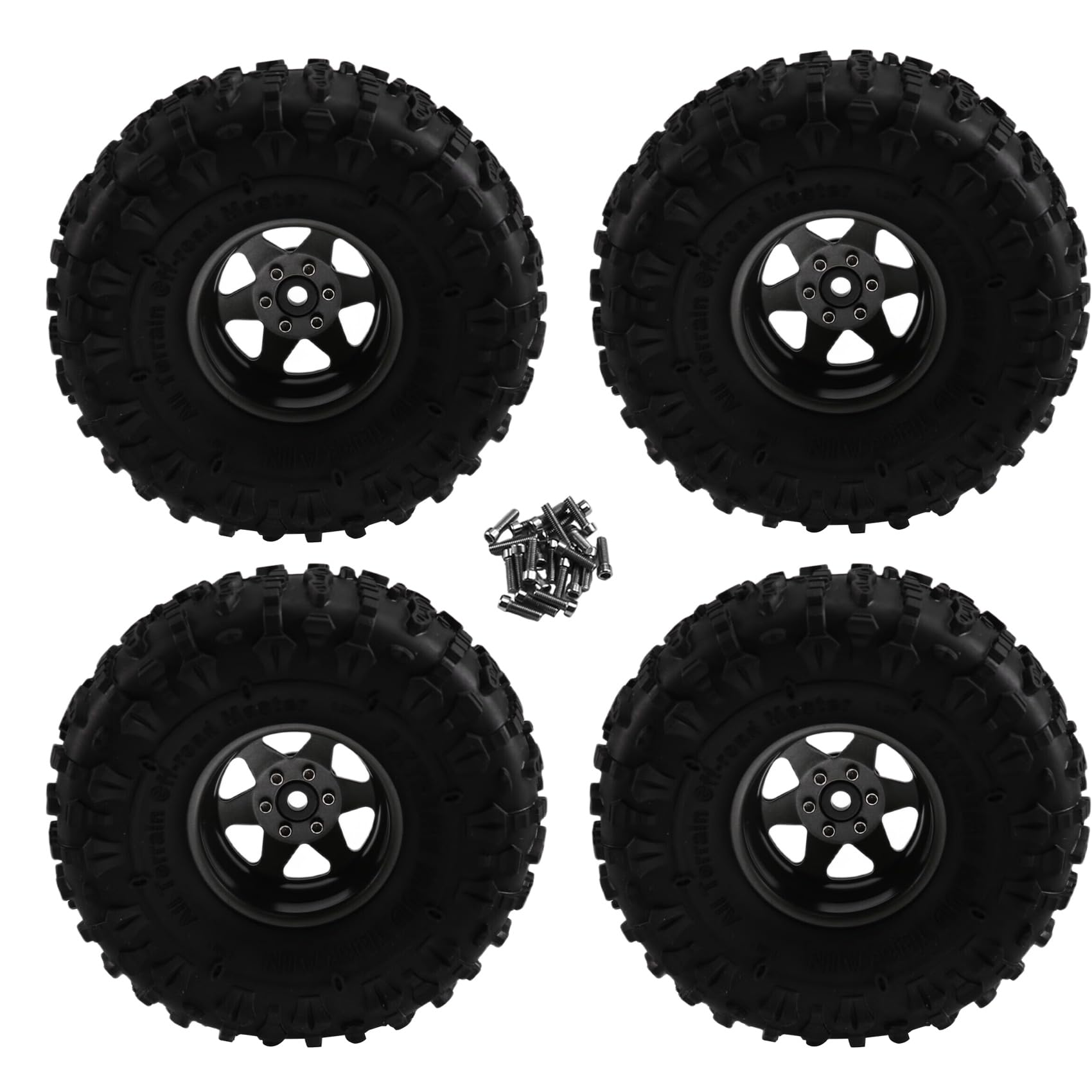 Mocturnity 4 Stück 122 mm 1,9 Metall Beadlock Felgen Gummireifen Set für 1/10 RC Crawler Car TRX4 D90 D110 für Axial SCX10 Mocturnity 4 Stück 122 mm 1,9 Metall Beadlock Felgen Gummireifen Set für 1/10 RC Crawler Car TRX4 D90 D110 für Axial SCX10 von Mocturnity