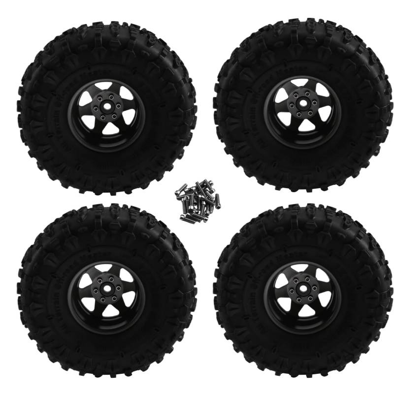 Mocturnity 4 Stück 122 mm 1,9 Metall Beadlock Felgen Gummireifen Set für 1/10 RC Crawler Car TRX4 D90 D110 für Axial SCX10 von Mocturnity