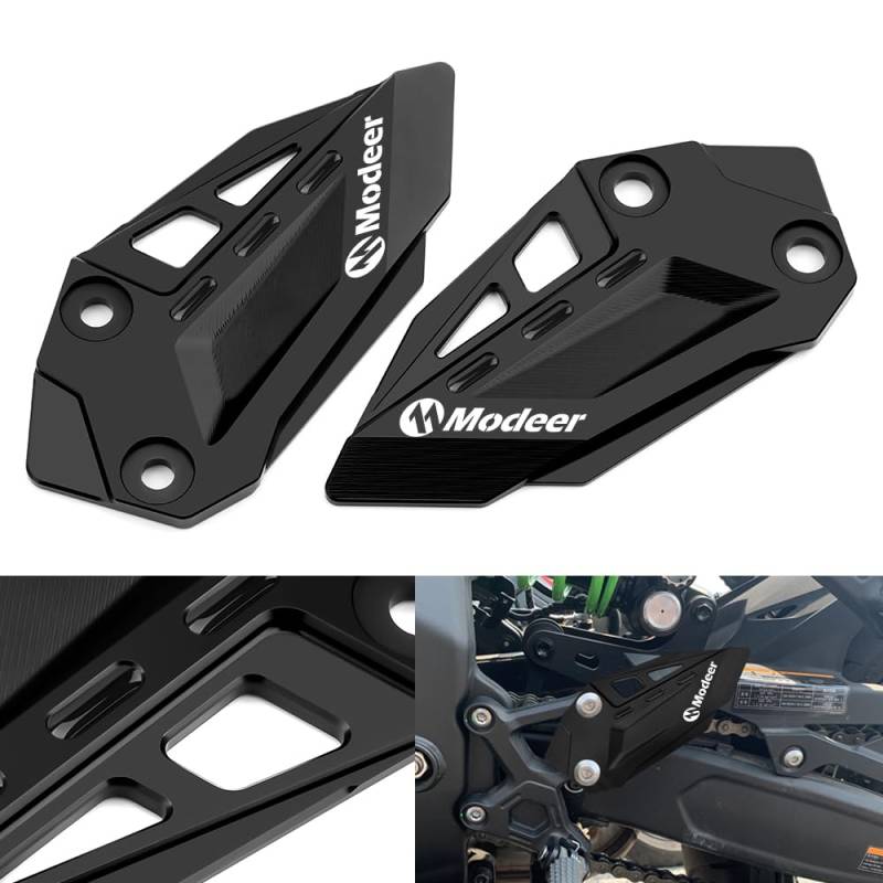Modeer Für K.awasaki ZX-4R 2023 2024 | ZX-4RR 2023 2024 Motorrad CNC Fersenschutz Fußraste Pedal Protektor Fußraste Fersenplatten Schutzabdeckung Zubehör (Modeer-schwarz) von Modeer