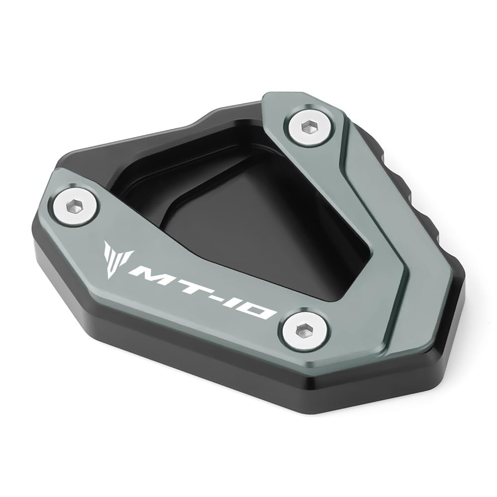 Modeer Für Y.amaha MT-10 2016-2023 MT10 SP 2017-2023 MT 10 Motorradzubehör CNC Aluminium Ständerpolster Fußseitenständer Vergrößern Verlängerungspolster mt 10 sp Zubehör (Grau) von Modeer