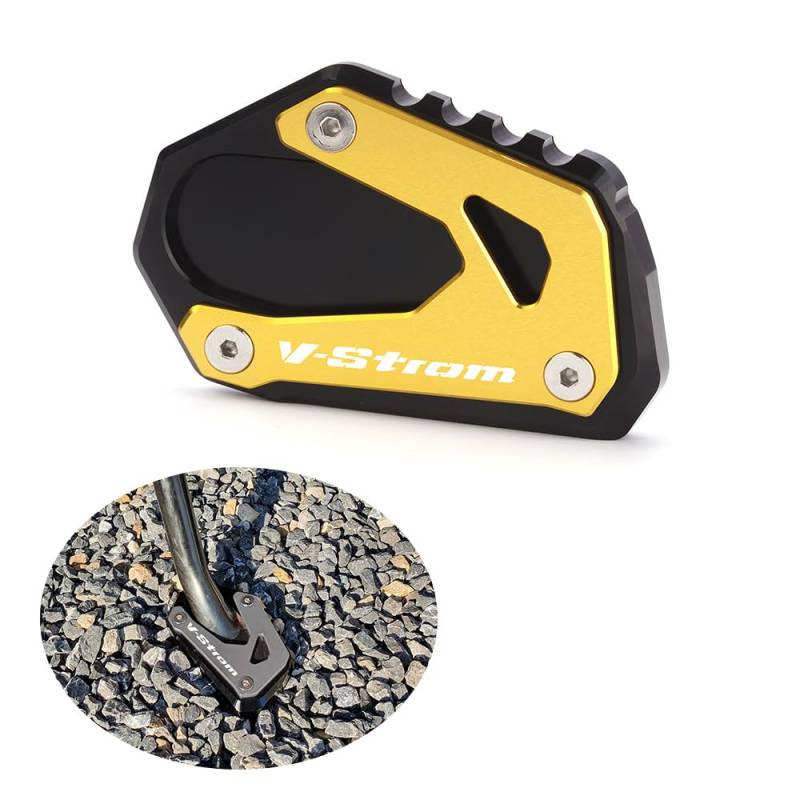 Modeer Motorrad Seitenständer Kompatibel mit V-strom 800 DE 2023 2024 2025 CNC Fußseiten Verlängerungspolster vstrom 800de v-strom 800 de Zubehör (Gold) von Modeer