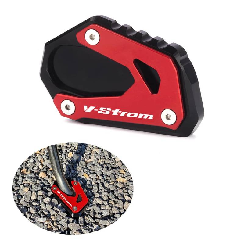 Modeer Motorrad Seitenständer Kompatibel mit V-strom 800 DE 2023 2024 2025 CNC Fußseiten Verlängerungspolster vstrom 800de v-strom 800 de Zubehör (Rot) von Modeer