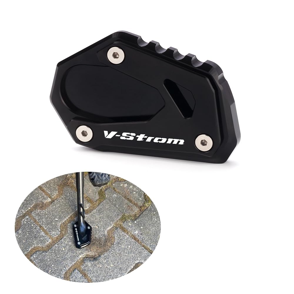 Modeer Motorrad Seitenständer Kompatibel mit V-strom 800 DE 2023 2024 2025 CNC Fußseiten Verlängerungspolster vstrom 800de v-strom 800 de Zubehör (Schwarz) von Modeer