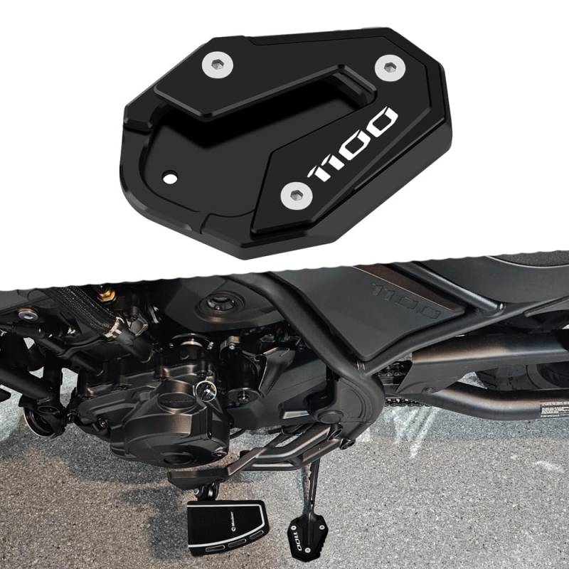 Modeer für Hon.da Rebel 1100 CMX 1100 2020 2021 2022 2023 Motorrad CNC seitenständer Fußseiten Verlängerungspolster rebel 1100 cmx1100 Zubehör (1100-Schwarz) von Modeer