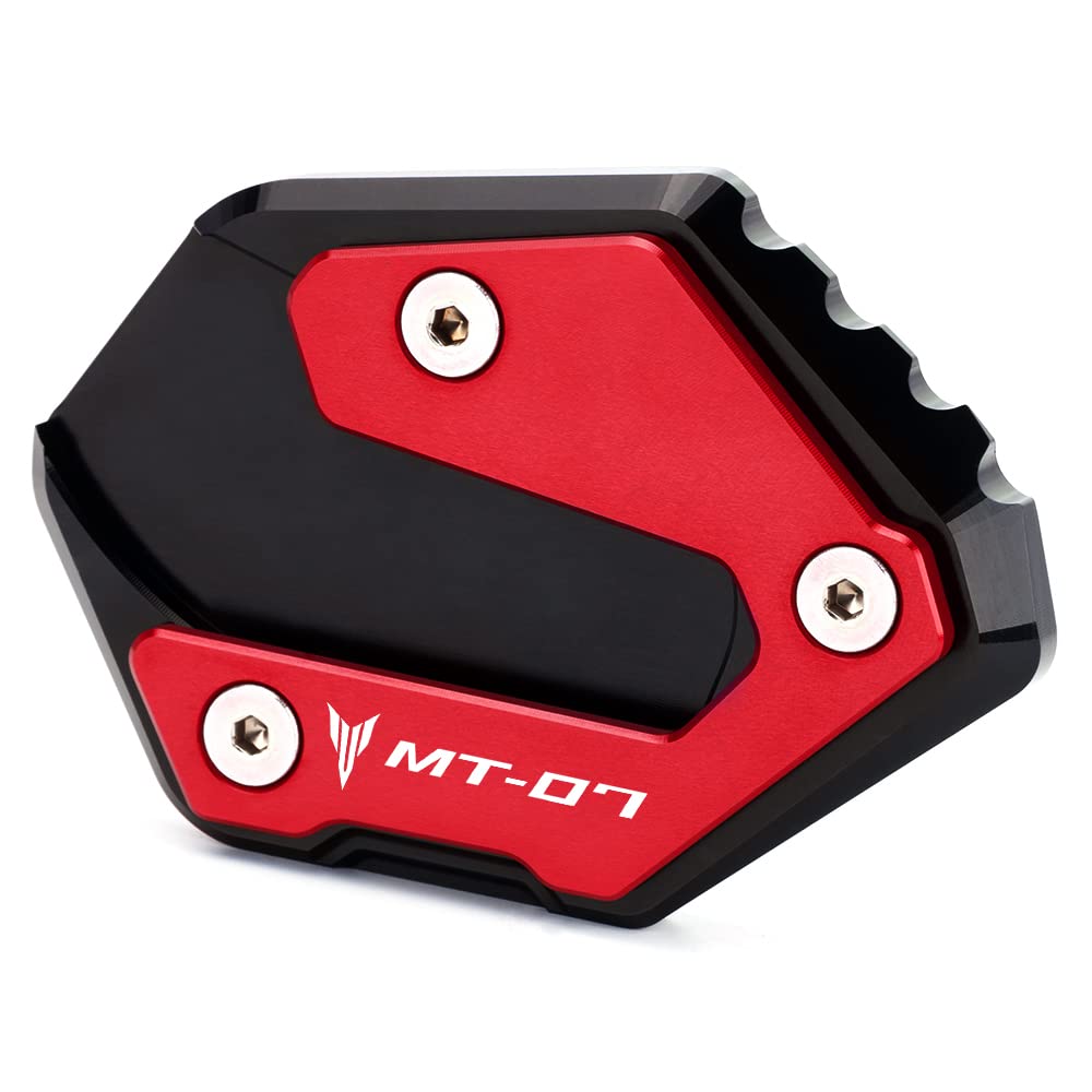 Moderer Kompatibel mit Yamaha MT07 2014-2021 XSR700 2016-2019 Motorrad Seitenständer Erweiterung Vergrößern Plate Pad mt 07 mt-07 xsr 700 Zubehör (Rot) von Modeer