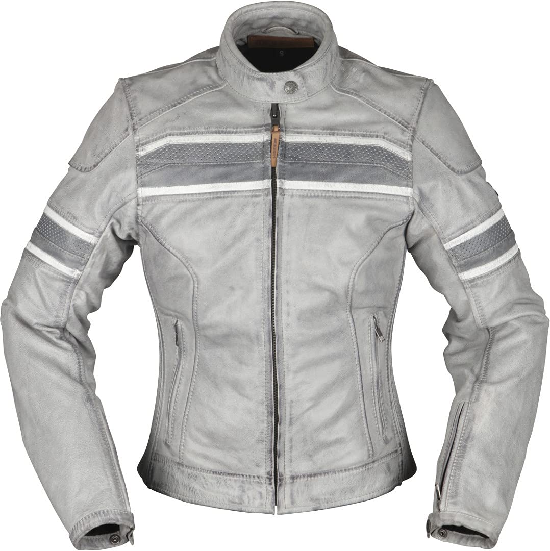 Modeka Iona Damen Motorrad Lederjacke (Light Grey,44) von Modeka