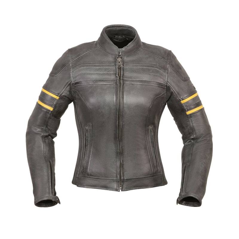 Modeka Leder Motorradjacke Iona Lady, BLACK/YELLOW, 36 von Modeka