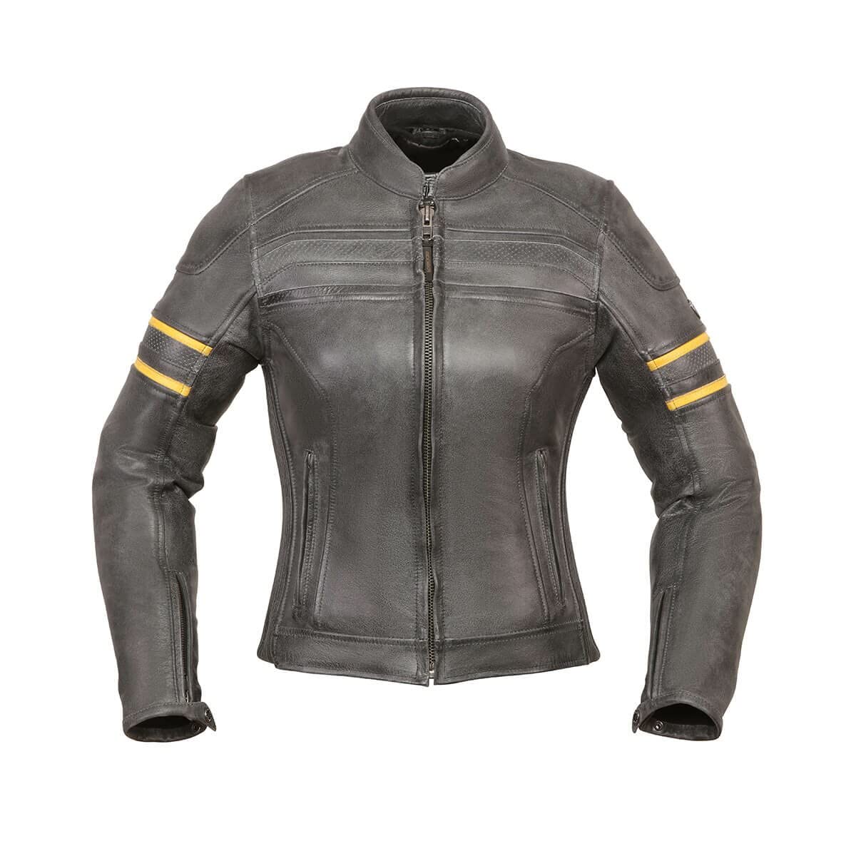 Modeka Leder Motorradjacke Iona Lady, BLACK/YELLOW, 46 von Modeka