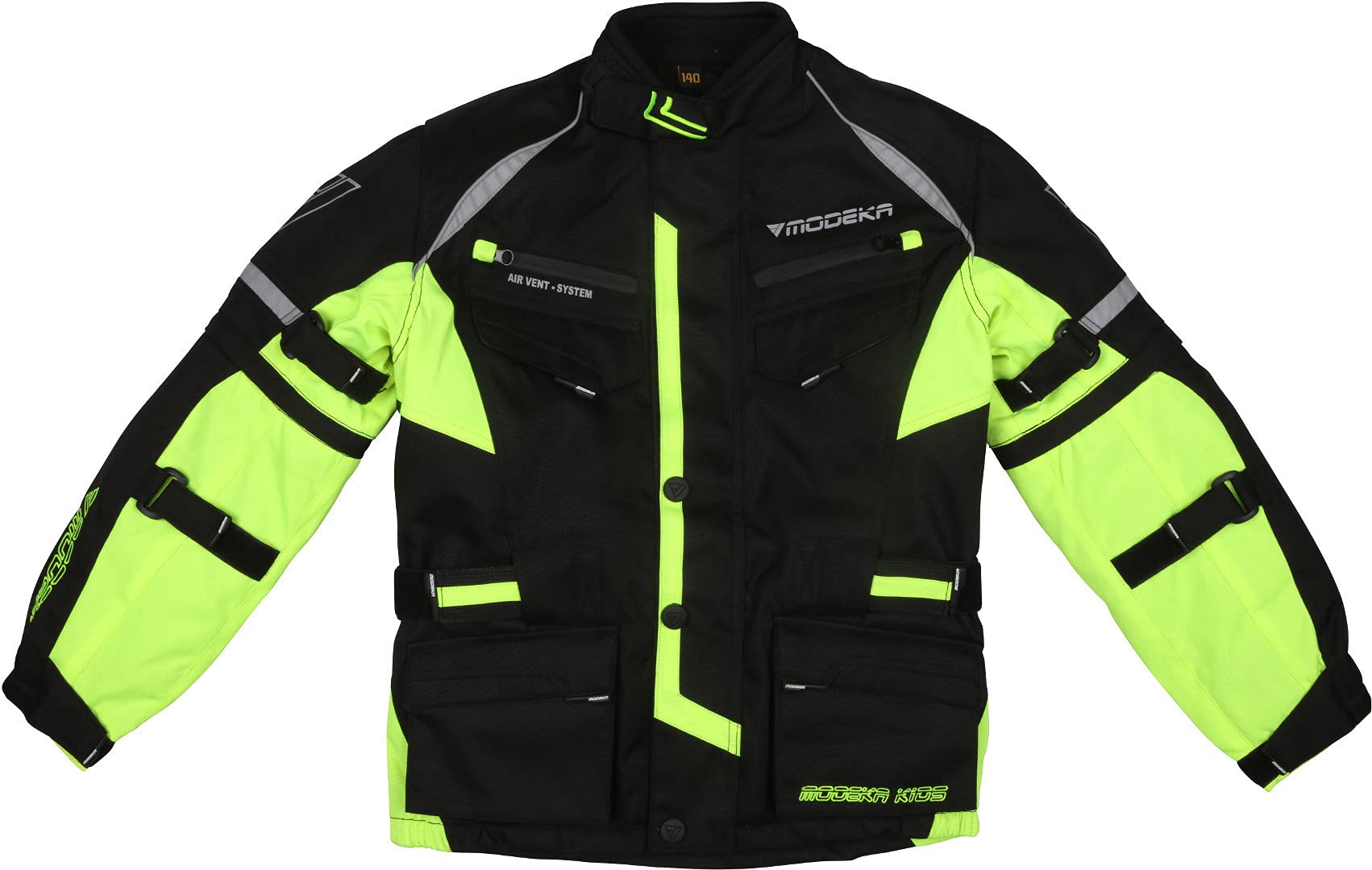 Modeka Tourex II Kinder Motorrad Textiljacke Schwarz/Neon 140 von Modeka