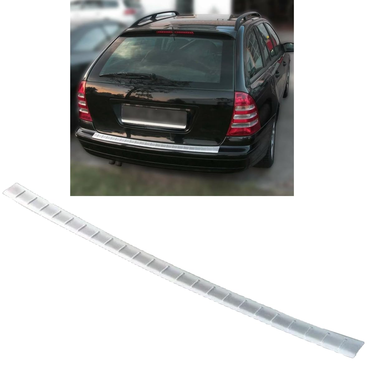 Stoßstangenschutz hinten passend für Mercedes C-Klasse | S203 | T-Modell - zwischen 2001-2007 Edelstahl matt Schutz für Ladekantenschutz Stoßstangenschutz hinten passend für Mercedes C-Klasse | S203 | T-Modell - zwischen 2001-2007 Edelstahl matt Schutz für Ladekantenschutz von Modifycar