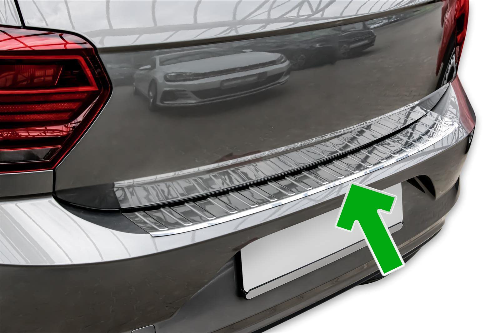 Stoßstangenschutz hinten passend für VW Polo 6 | ab 2018 + Edelstahl, verchromt Stoßstangenschutz hinten passend für VW Polo 6 | ab 2018 + Edelstahl, verchromt von Modifycar
