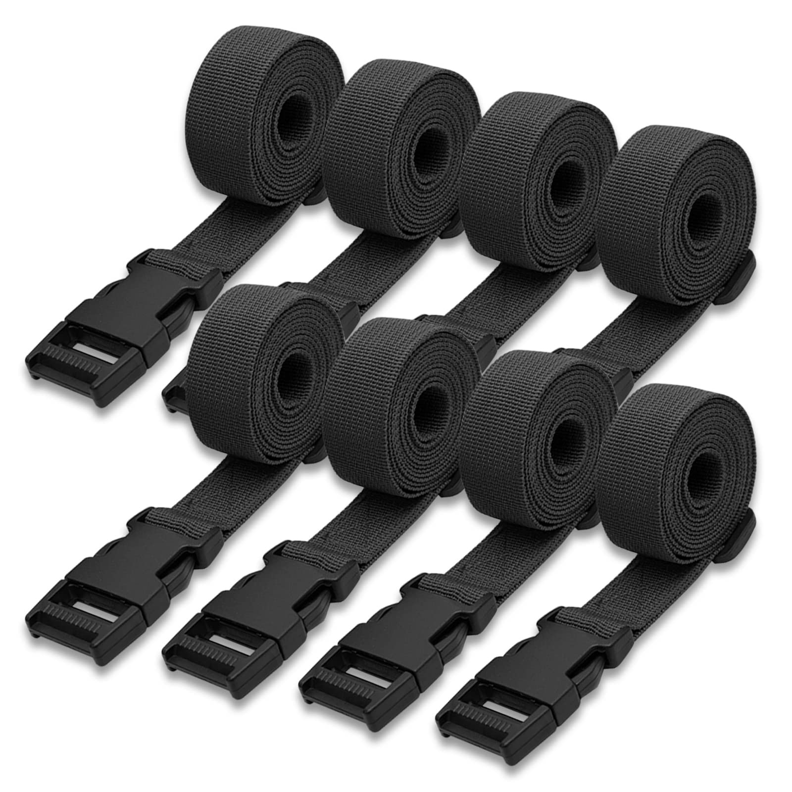 Modixun 8 Stück Utility Gurte mit Schnellverschluss-Schnalle, 1,5 m verstellbare Nylon-Gurte, Zurrgurte aus Nylon für Rucksack, Schlafsack, Gepäckverpackung, Schwarz Modixun 8 Stück Utility Gurte mit Schnellverschluss-Schnalle, 1,5 m verstellbare Nylon-Gurte, Zurrgurte aus Nylon für Rucksack, Schlafsack, Gepäckverpackung, Schwarz von Modixun