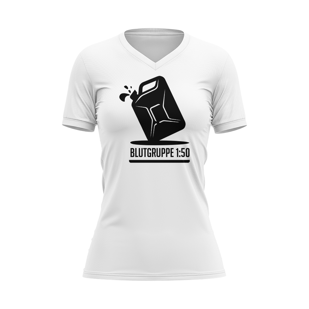 Damen T-Shirt mit Druck "Blutgruppe 1:50" Damen T-Shirt mit Druck "Blutgruppe 1:50" von Mofalegends