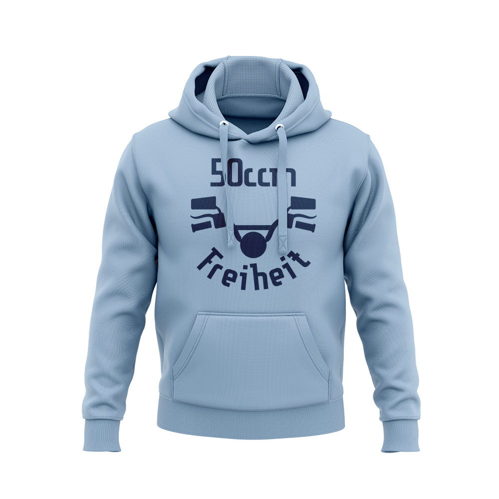 Hoodie in verschiedenen Farben mit Aufdruck "50ccm Freiheit" Hoodie in verschiedenen Farben mit Aufdruck "50ccm Freiheit" von Mofalegends