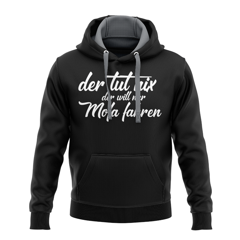 Hoodie in verschiedenen Farben mit Aufdruck "Der tut nix, der will nur Mofa f... Hoodie in verschiedenen Farben mit Aufdruck "Der tut nix, der will nur Mofa f... von Mofalegends