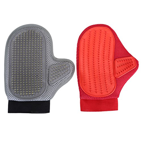 mogoko Haustierpflege Massage Handschuh Bürste – Enthaarungsbürste, PET Haarentferner, für Kurz-, mittel- und lang Haar. Tier, Bunny, Hunde und Katzen Fell Pflege Tool Soft Pet Groomer Mitt Bürste (2 Pcs) von Mogoko