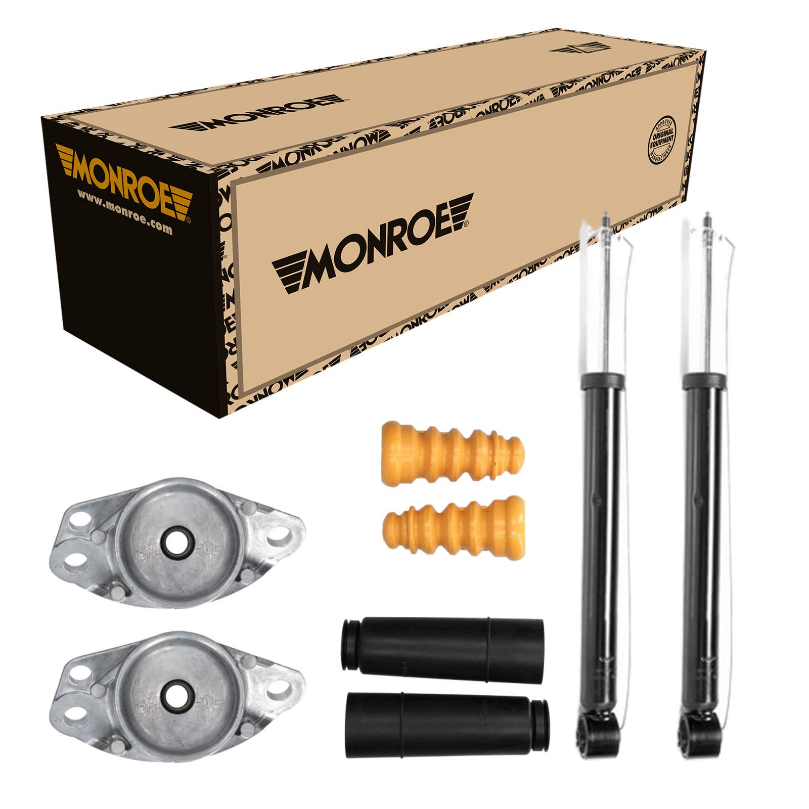 Monroe 2 Stoßdämpfer Hinten + Domlager und Staubschutz passend für A2 8Z von Monroe Bundle