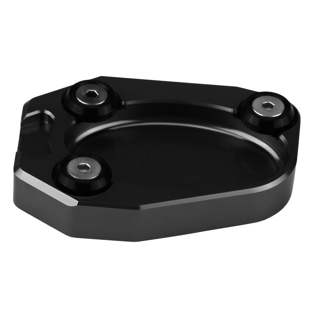 Motorrad Ständer Seitenständer Pad CNC Aluminium Vergrößern Verlängerung Kickstand Polsterplatte Unterstützung Fuß Platte Extension Plate für Z1000 Z1000SX ZX10R ER6N ER6F ZX6R(Schwarz) von Moonyeu