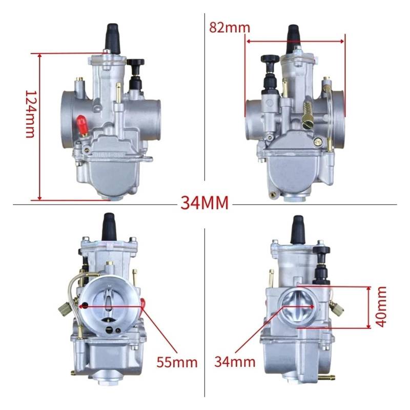 Motorrad Vergaser for 24 26 28 30 32 34mm 2T 4T ATV ​​Quad Go Kart Dirt Bike Roller 50-250cc(34mm) von Mooyaya
