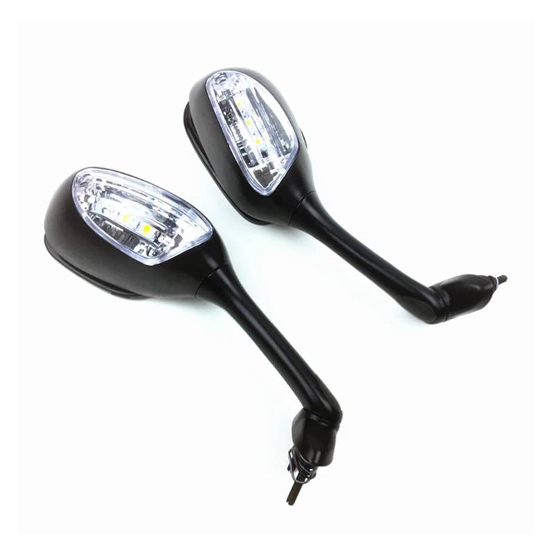 Motorradspiegel Rückspiegel mit Blinkerlichtspiegel for GSXR600 750 2006-2010 GSXR 1000 2005 2006 2007 2008(Fold-2) von Mooyaya